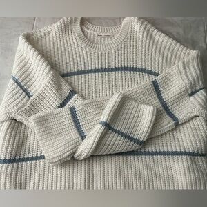 moon & madison White and Blue Striped Sweater